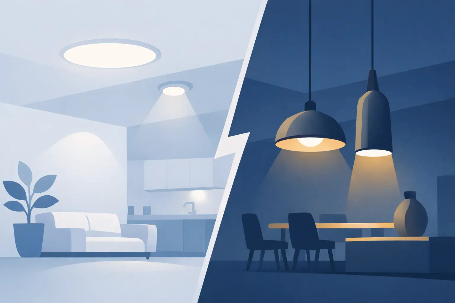 Ceiling Integrated Lamps Versus Pendants